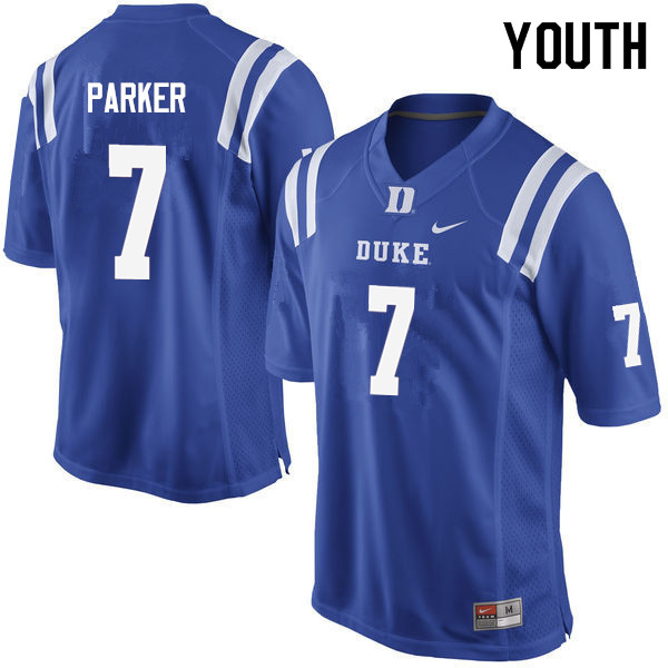 Youth #7 Ace Parker Duke Blue Devils College Football Jerseys Sale-Blue - Click Image to Close